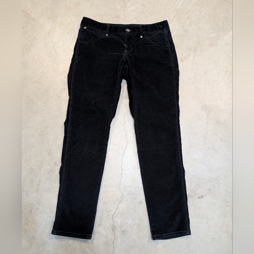 Athleta Corduroy Black Pants Women's 6 Slim Straight Leg